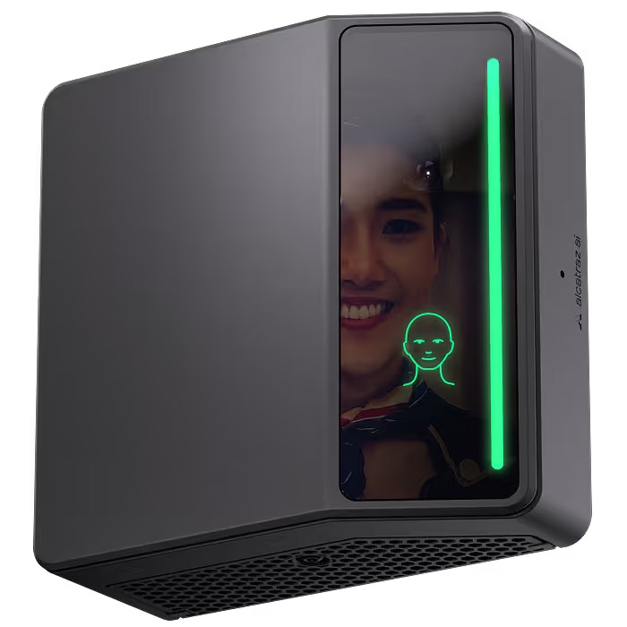 Rock X facial authentication reader verifying an aviation worker at an airport secure-area door