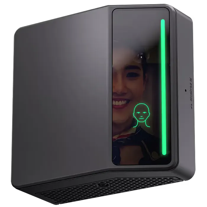 Rock X facial authentication reader verifying an aviation worker at an airport secure-area door
