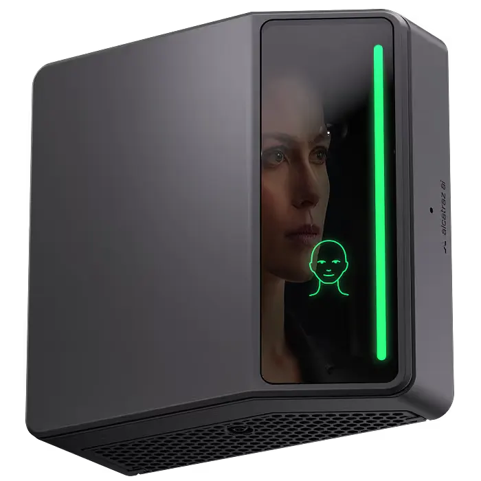 Rock X facial authentication reader authenticating an employee at a financial institution