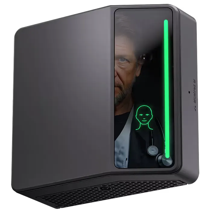 Rock X facial authentication reader authenticating a clinician at a healthcare facility door
