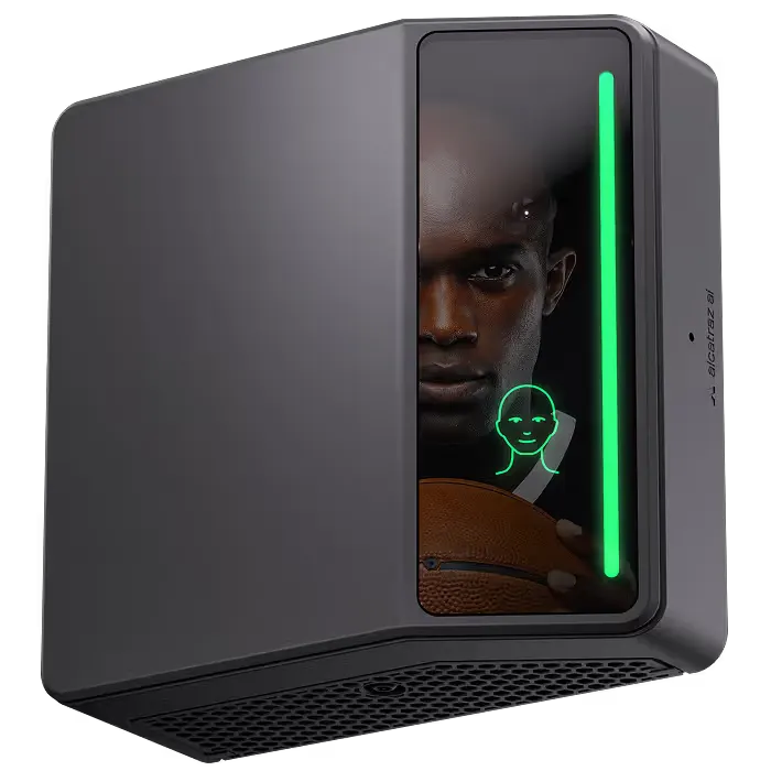 Rock X facial authentication reader verifying an athlete at a stadium player entrance